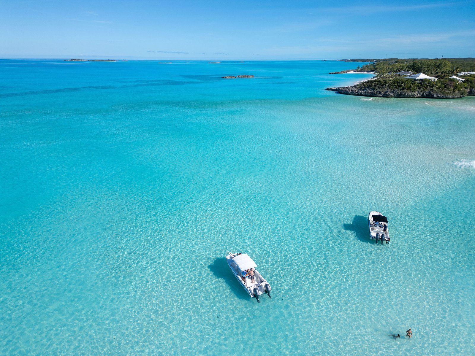 Aerial view in the Exuma Cays, Bahamas